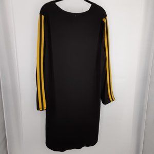 LOVE J- Cozy, Stretchy T-Shirt Dress- Racing Stripe Sleeves- Women's 2X